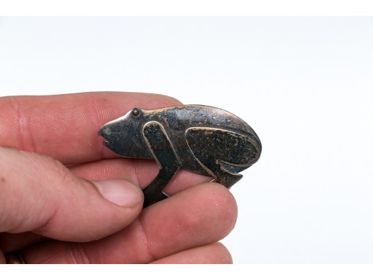Collection Of Four Charming Frog Form Pins With Silver