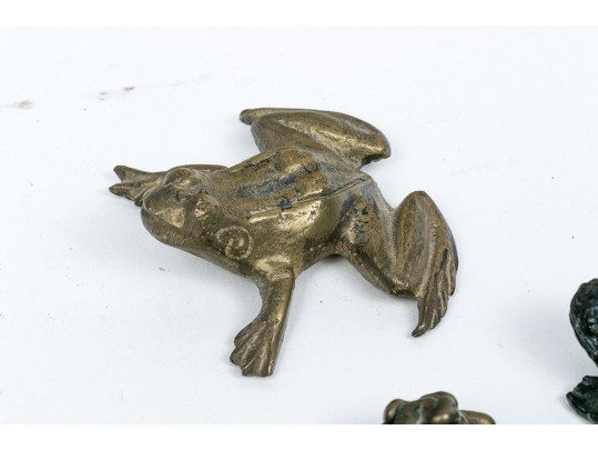 Collection Of Seven Metal Frog Figures