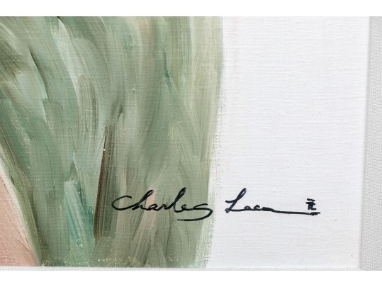 Signed Large Scale Oil On Canvas, The Music Lesson