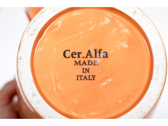 Group Of Three Colorful Italian Glazed Ceramic Pieces