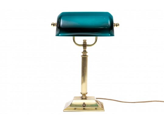 Vintage Banker's Lamp With Green Shade
