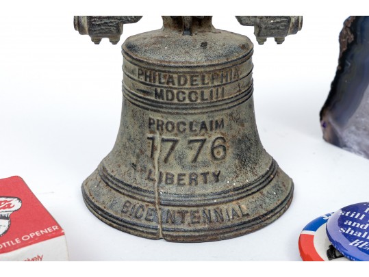 Large Group Lot Of Miscellaneous Table Top And Other Items With US Campaign Buttons And Golf Balls