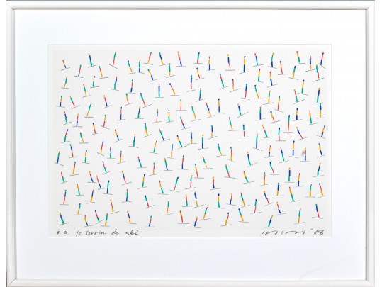 Signed Color Lithograph, Ski Run