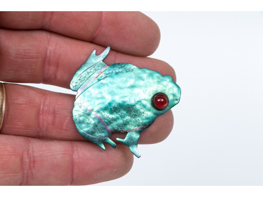 Collection Of Four Charming Frog Form Pins With Silver