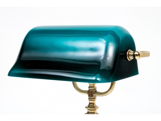 Vintage Banker's Lamp With Green Shade