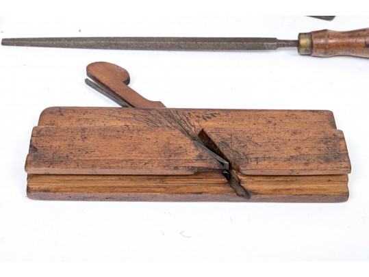 Collection Of Antique Wooden Shoe Maker's Molds And An Antique Coffee Grinder