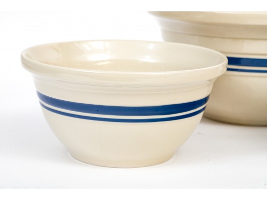 Three Vintage American Glazed Ceramic Mixing Bowls 