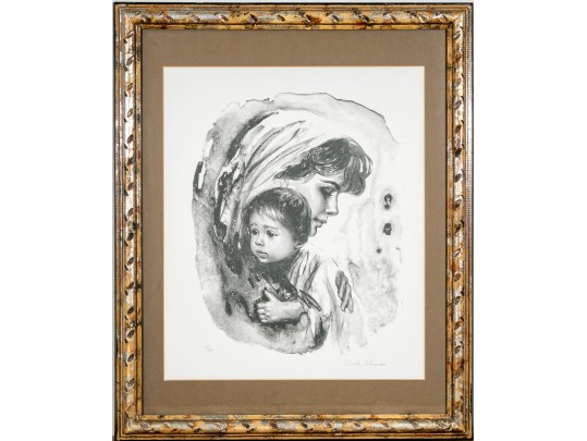 Sandu Liberman (Romania, 1923-1977) Black And White Print, Mother And Child