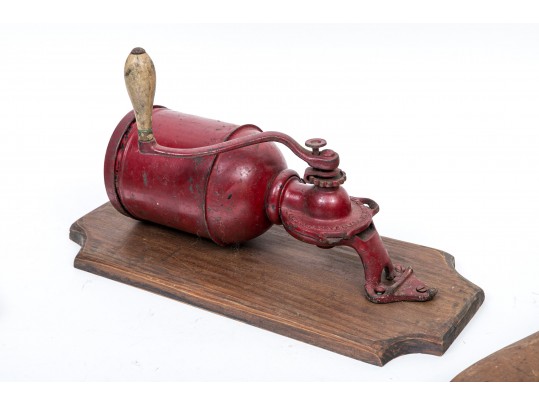 Collection Of Antique Wooden Shoe Maker's Molds And An Antique Coffee Grinder