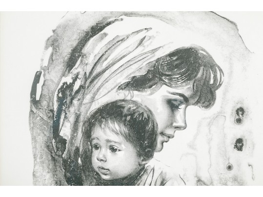 Sandu Liberman (Romania, 1923-1977) Black And White Print, Mother And Child