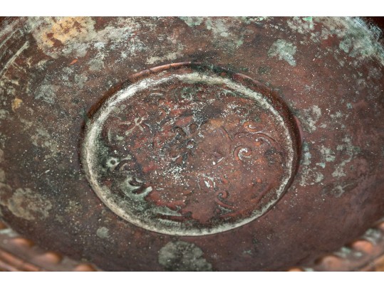 An Antique Copper And A Wooden Bowl