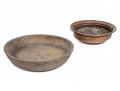 An Antique Copper And A Wooden Bowl