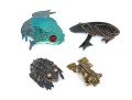 Collection Of Four Charming Frog Form Pins With Silver