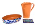 Group Of Three Colorful Italian Glazed Ceramic Pieces
