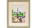 Signed Painting On Satin Fabric, Paris Street Scene