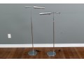 Pair Of Modernist Style Chrome Tone Metal Floor Lamps By Hi Lite
