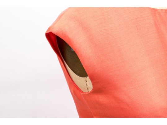 Marni Lovely Coral Silk And Flax Sheath Dress, Size 38