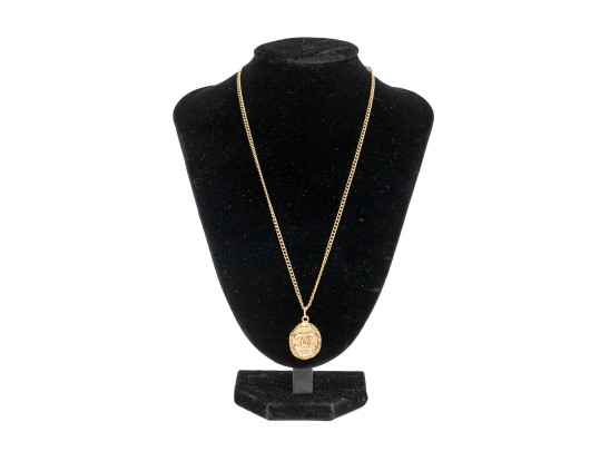 Chanel Retro Vintage Costume Logo Pendant, With Chanel Costume Chain, Circa 1974-1982