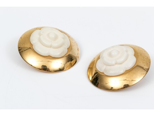 Chanel Charming Floral Button Clip Back Earrings