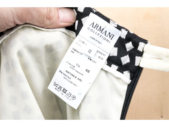 Armani Collezioni Bold Black And Ivory Cotton Blazer (size 14) And Skirt Set (size 12)