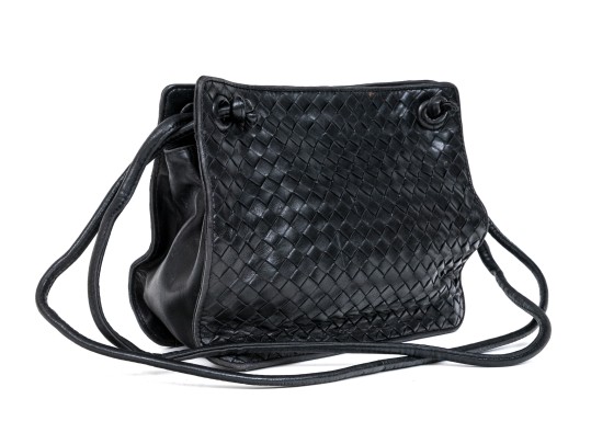 Bottega Veneta Classic Black Woven Leather Shoulder Bag