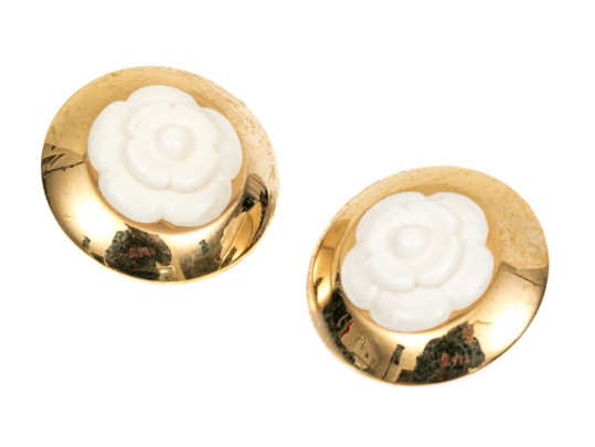 Chanel Charming Floral Button Clip Back Earrings