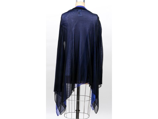 Escada White T-shirt, Size 42, With Purple And Black Viscose Cardigan, Size 44