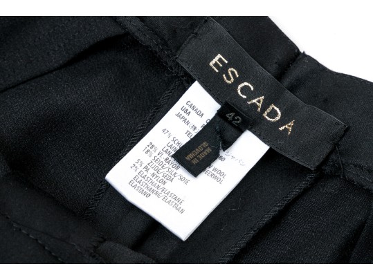 Escada Classic Wool And Silk Black Pants, Size 42