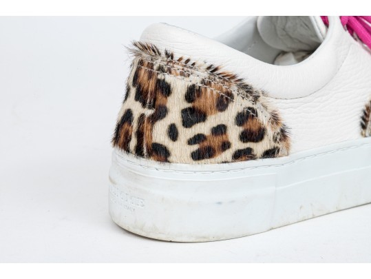 Diemme Fun Leopard Print Pony Hair Sneakers, Size 39.5, Retail $335, Boxed