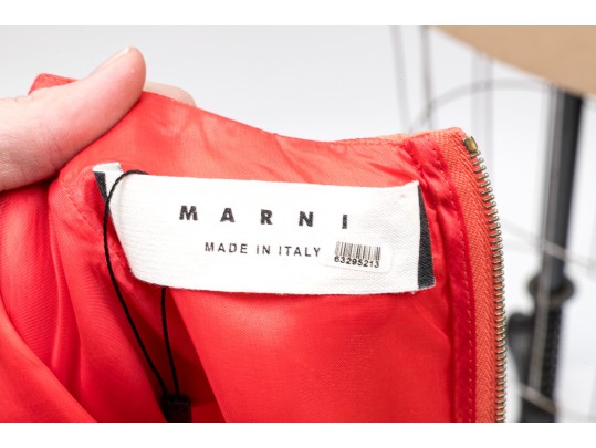Marni Lovely Coral Silk And Flax Sheath Dress, Size 38