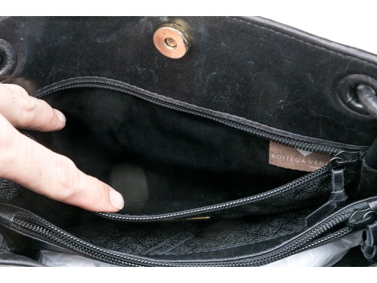 Bottega Veneta Classic Black Woven Leather Shoulder Bag