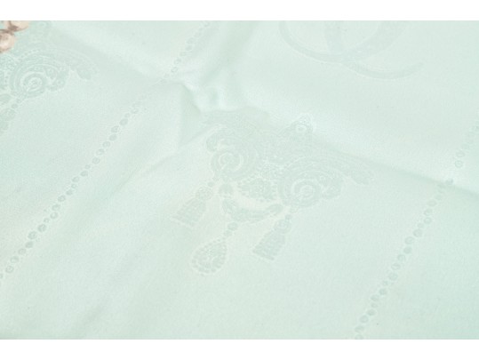 Les Must De Cartier Elegant Green And Blue Silk Panther And Jewelry Motif Scarf