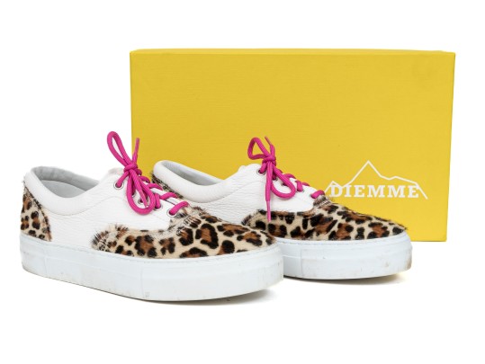 Diemme Fun Leopard Print Pony Hair Sneakers, Size 39.5, Retail $335, Boxed