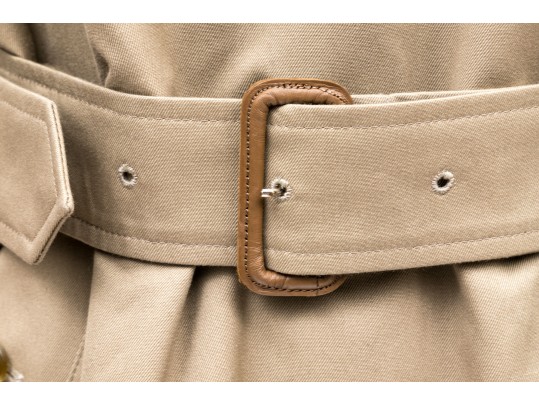 Burberry Classic Tan Button Up Belted Trench Style Coat, With Removable Wool Liner