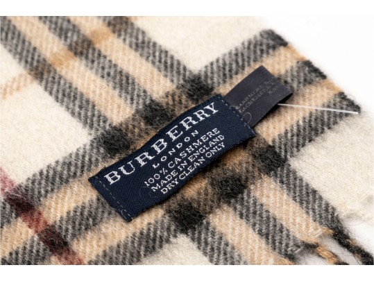 Burberry Stylish Plaid Cashmere Fringed Scarf