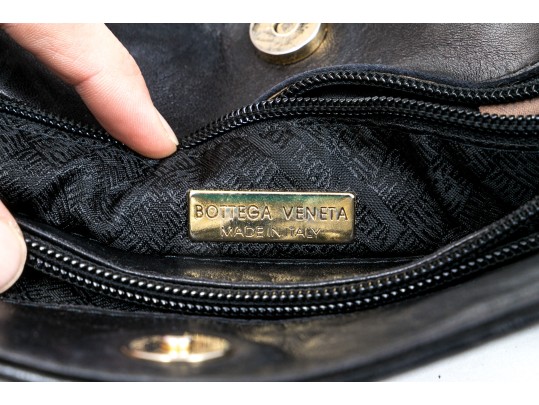 Bottega Veneta Classic Black Woven Leather Shoulder Bag