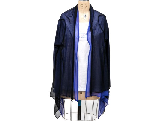 Escada White T-shirt, Size 42, With Purple And Black Viscose Cardigan, Size 44