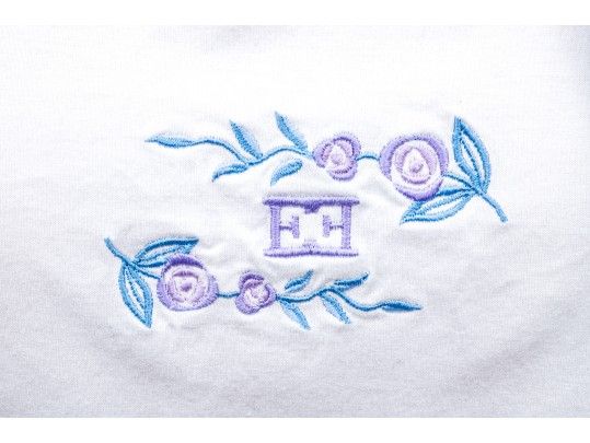 Escada White T-shirt, Size 42, With Purple And Black Viscose Cardigan, Size 44