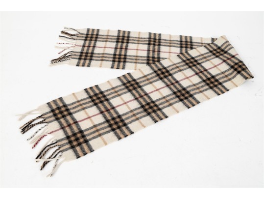Burberry Stylish Plaid Cashmere Fringed Scarf