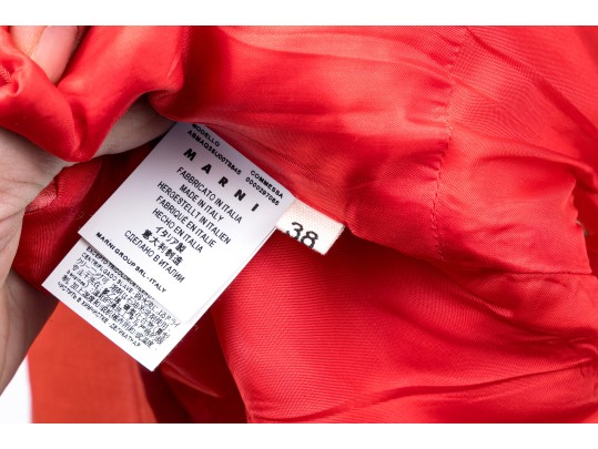 Marni Lovely Coral Silk And Flax Sheath Dress, Size 38