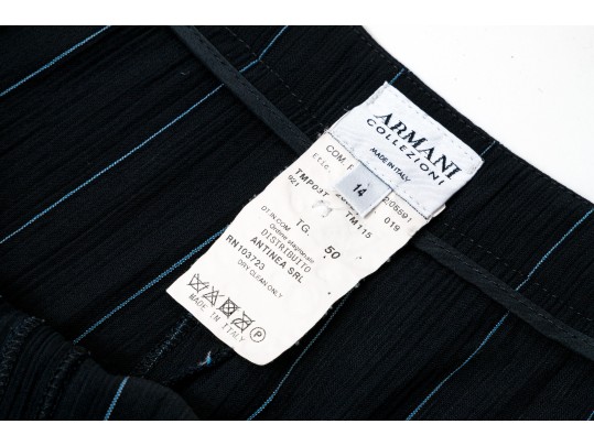 Armani Collezioni Striking Wide Pinstripe Shirt And Pants Set, Size 14