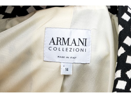 Armani Collezioni Bold Black And Ivory Cotton Blazer (size 14) And Skirt Set (size 12)