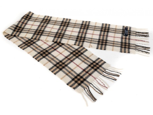 Burberry Stylish Plaid Cashmere Fringed Scarf