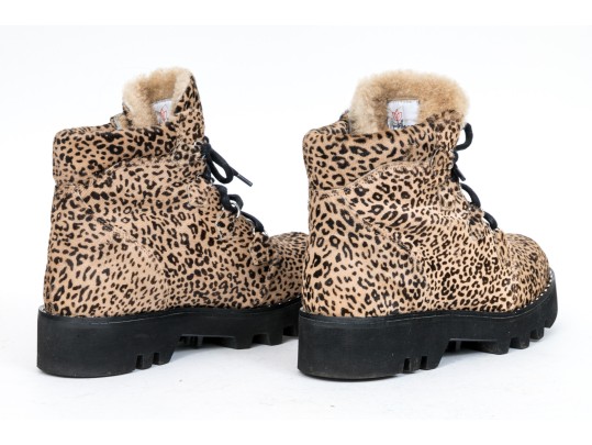 Montelliana 1965 Stunning Leopard Print Claudine Work Boot, Size 39.5, $810 Retail, With Box