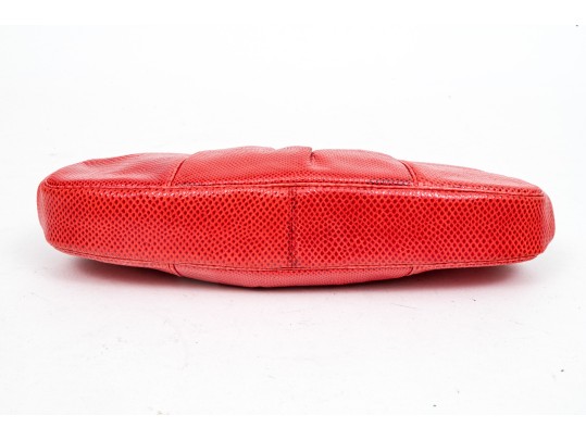 Judith Leiber Stunning Red Pleated Lizard Bejeweled Clutch/shoulder Bag