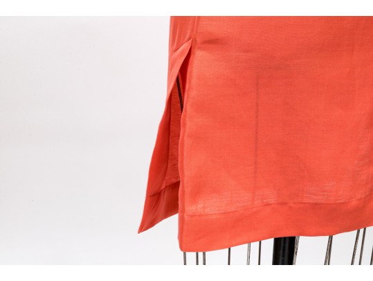 Marni Lovely Coral Silk And Flax Sheath Dress, Size 38