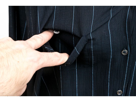 Armani Collezioni Striking Wide Pinstripe Shirt And Pants Set, Size 14