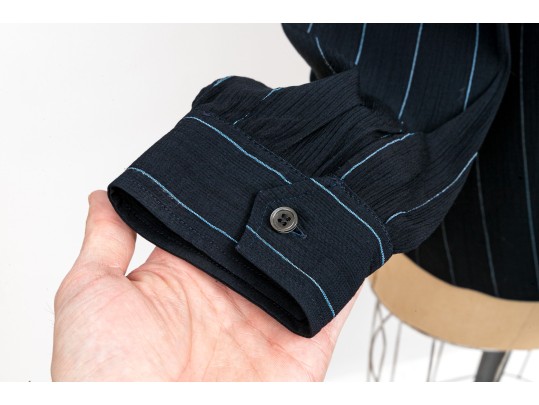 Armani Collezioni Striking Wide Pinstripe Shirt And Pants Set, Size 14