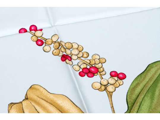 Tiffany & Co. Lovely Pale Blue Botanical Print 100% Silk Scarf