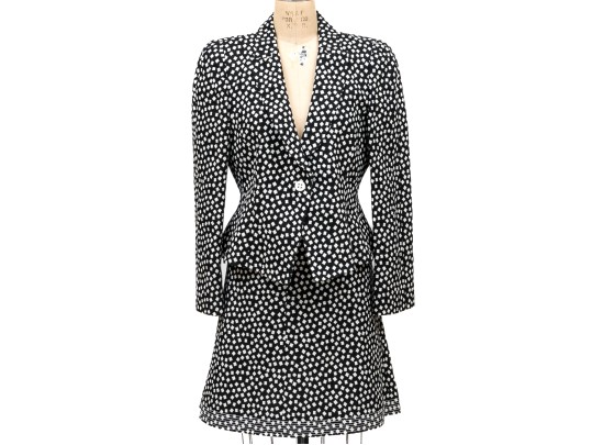 Armani Collezioni Bold Black And Ivory Cotton Blazer (size 14) And Skirt Set (size 12)